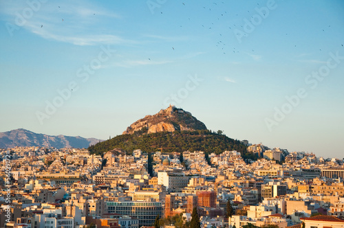 View of Athens and Mount Lycabettus, Greece.