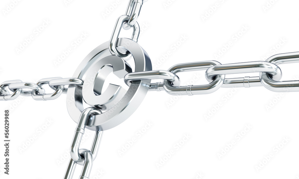 Fototapeta premium chain links metal copyright sign 3d Illustrations