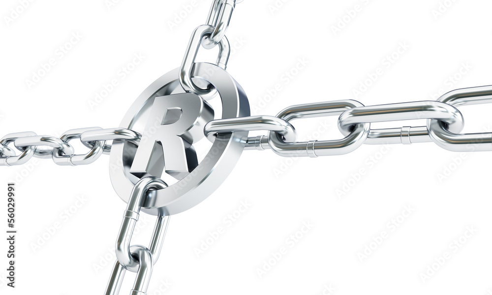 Fototapeta premium chain links registered trademark sign 3d Illustrations