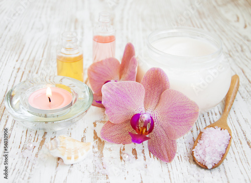 Spa set with orchids