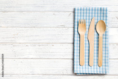 set of wooden cutlery