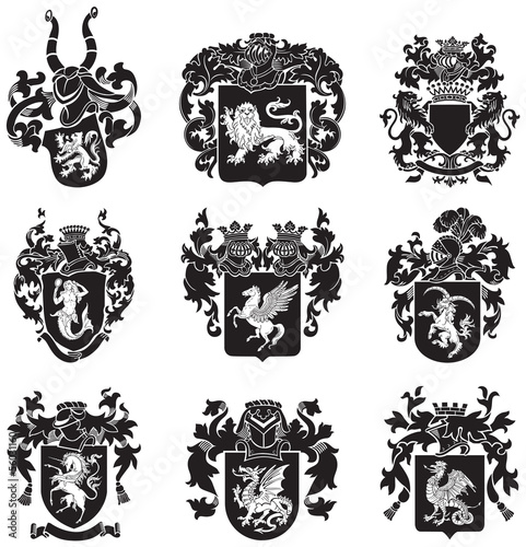 Obraz na plátne set of heraldic silhouettes No4