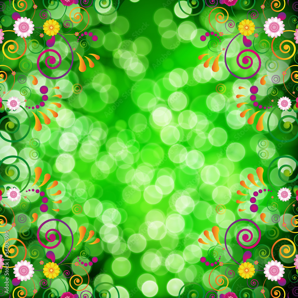 Floral background with bokeh defocused lights. Floral background with bokeh defocused lights.