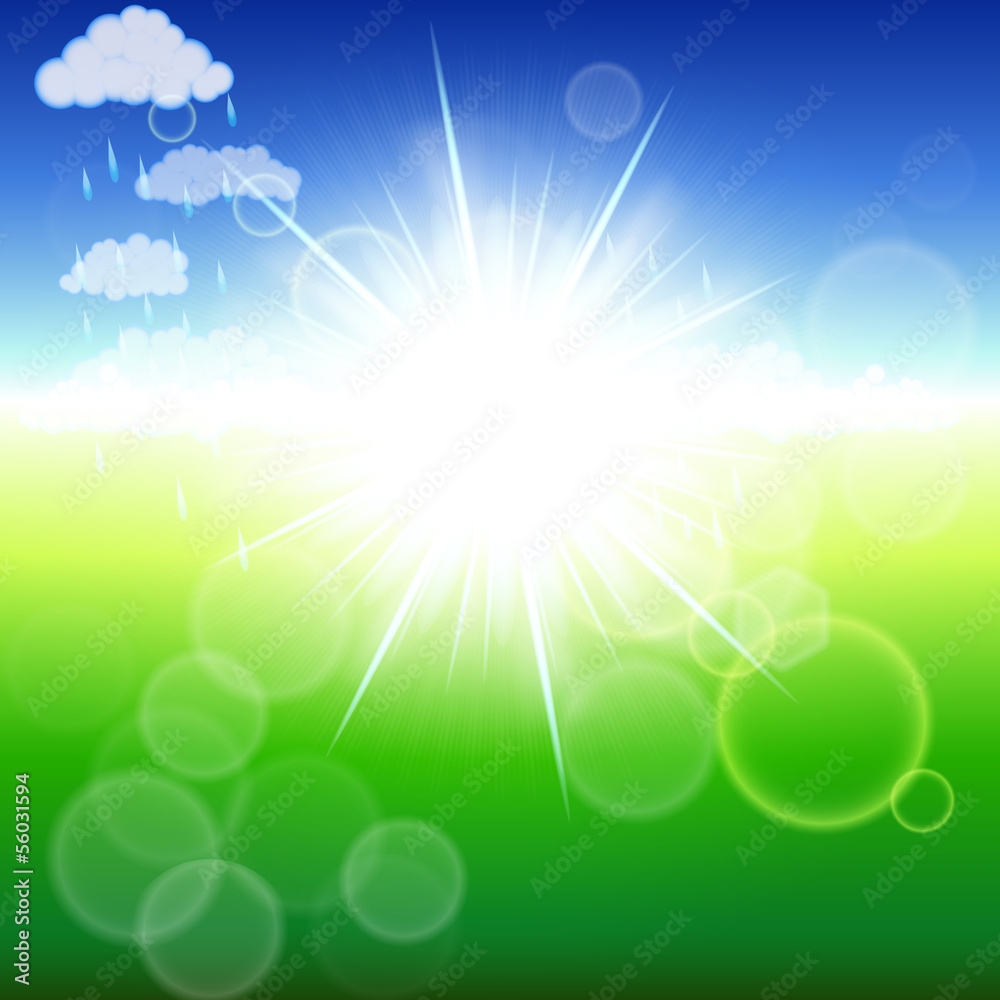 Summer abstract background with sunbeams.