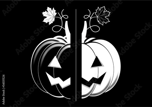 Halloween - citrouille en opposition noir et blanc