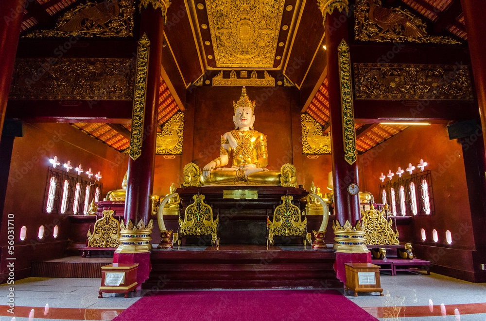 Inside ordination hall of Buddhism temple