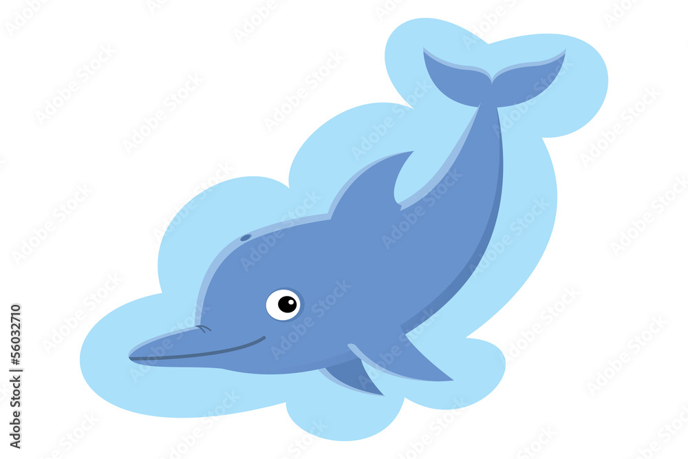 Vector illustration of a blue dolphin leaping out of water Vector illustration of a blue dolphin leaping out of water