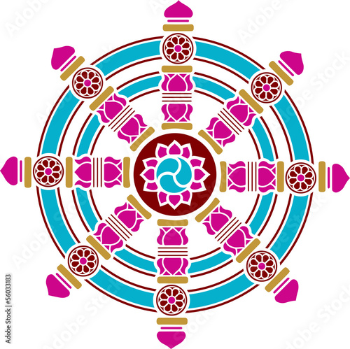 Dharma Chakra, Rad, Glück Symbol, Buddhismus