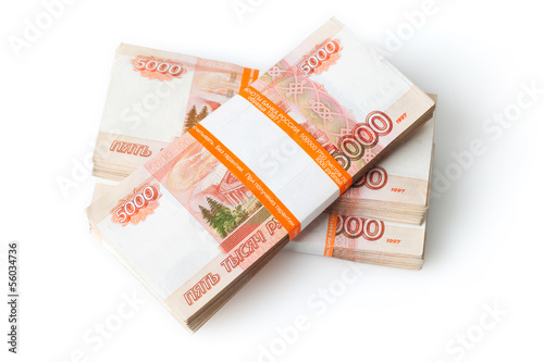 Russian rubles isolated on white
