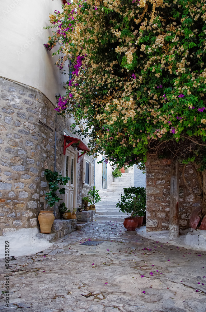 Naklejka premium Alley in Hydra island, Greece