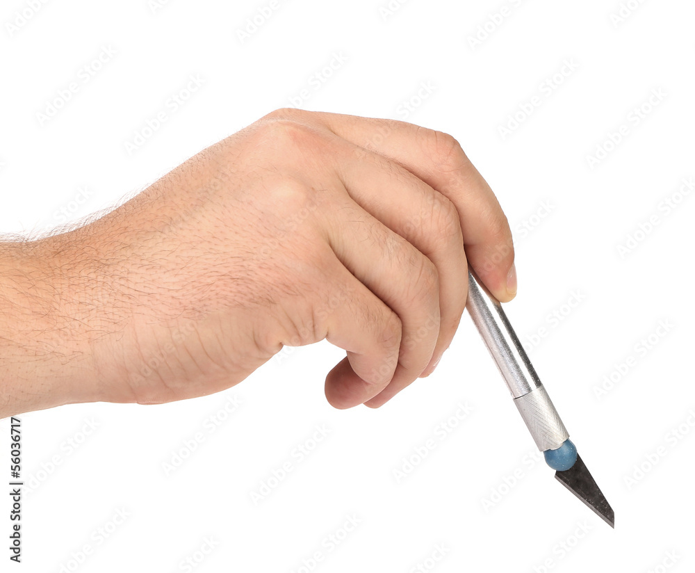 Hand holds aluminium Craft Knife Hand holds aluminium Craft Knife