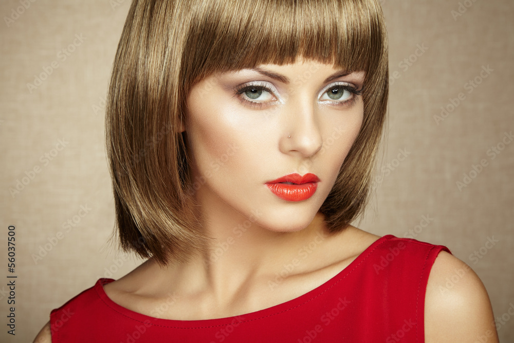 Portrait of beautiful sensual woman with elegant hairstyle Portrait of beautiful sensual woman with elegant hairstyle