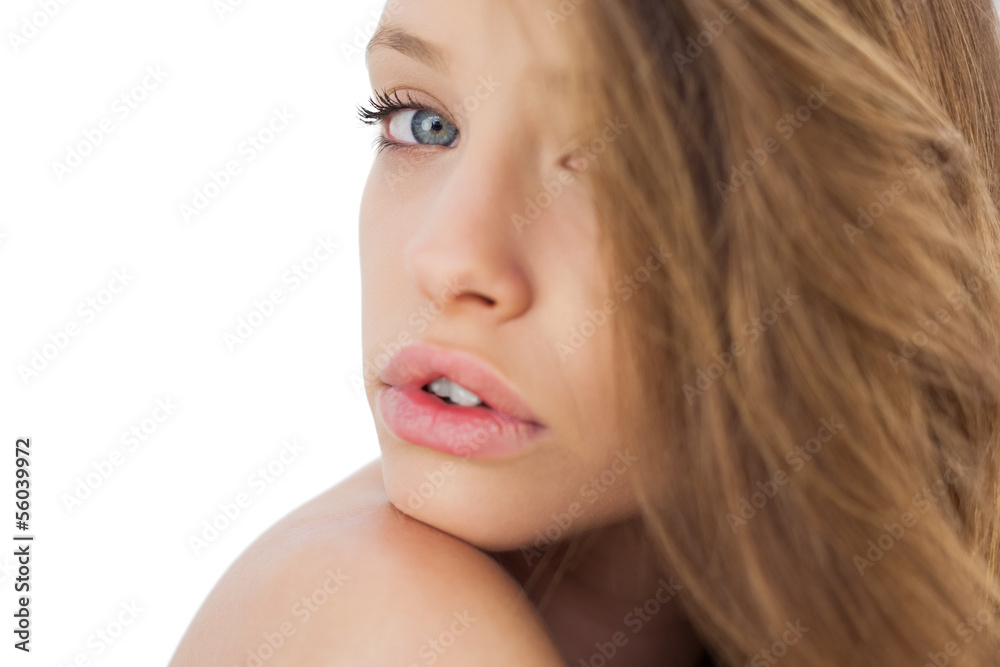 Dreamy brunette model posing looking at camera Dreamy brunette model posing looking at camera