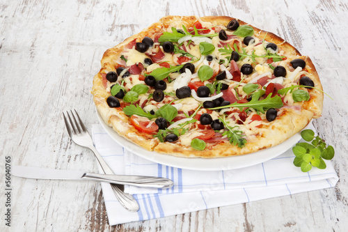 Rustic pizza background.