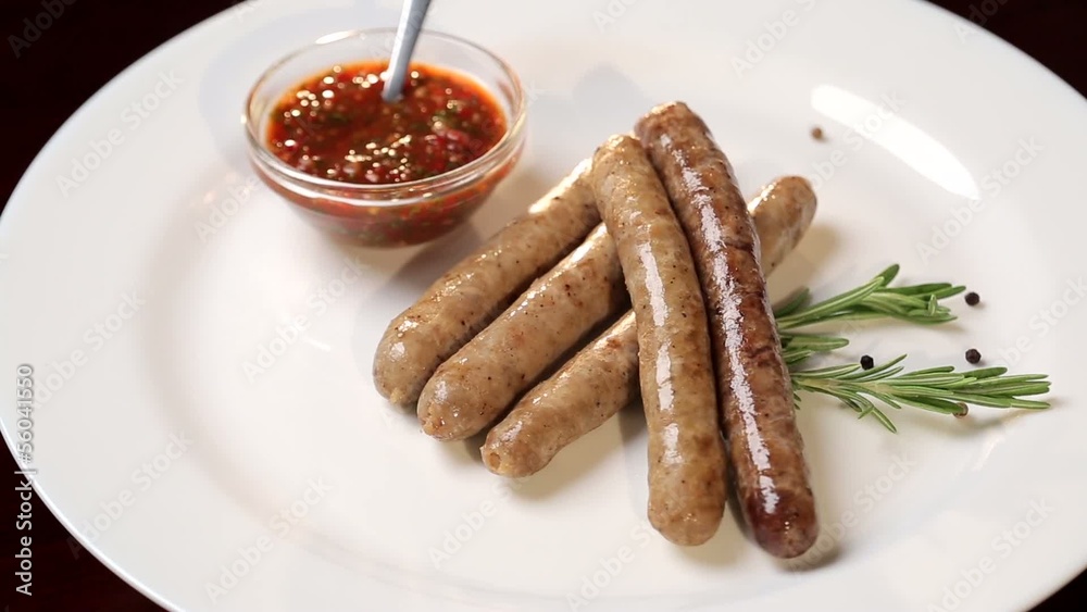 delicious sausages with sauce and rosemary delicious sausages with sauce and rosemary