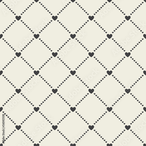 Seamless geometric pattern with hearts. Vector repeating texture