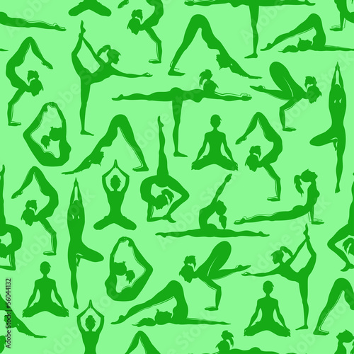 Seamless pattern of yoga poses
