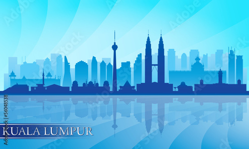 Canvas Print Kuala Lumpur city skyline detailed silhouette