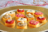 Assortment of canapes on a Christmas table