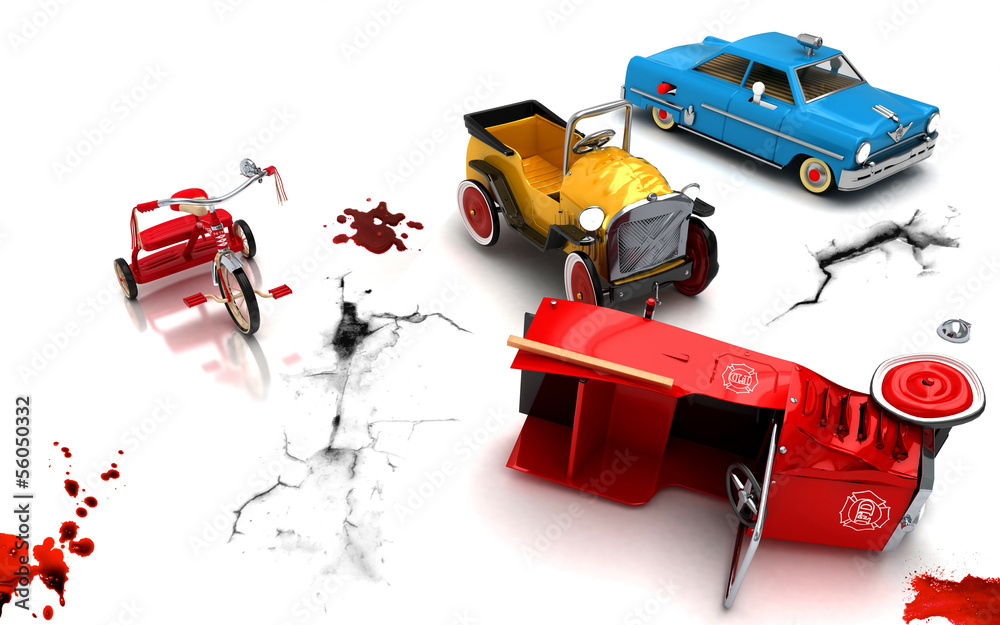 Naklejka premium Sicurezza stradale, incidente, giocattoli, vittima, bambini