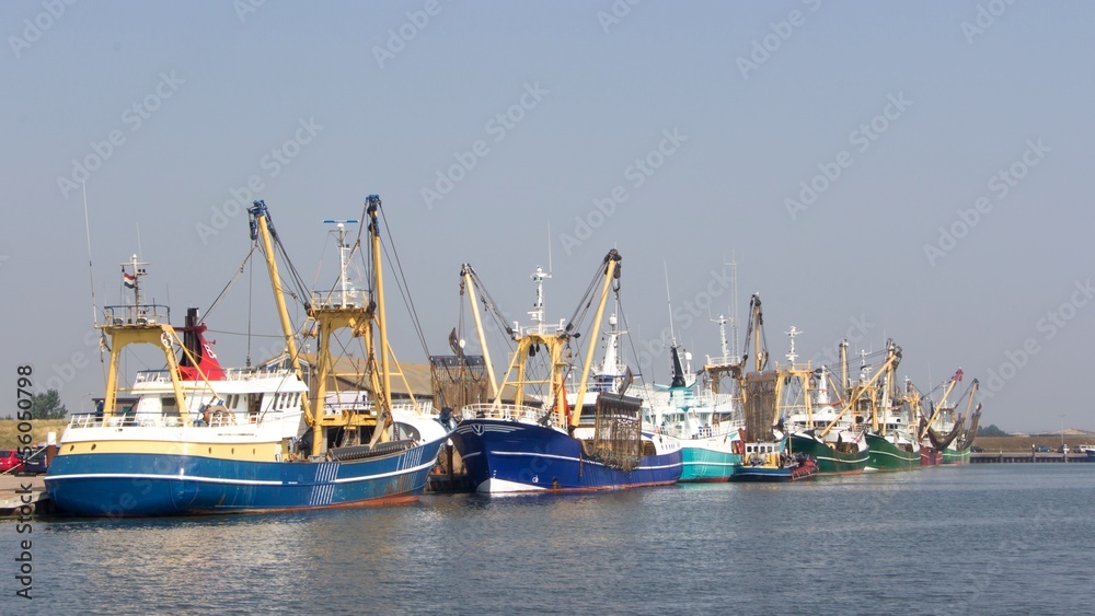 Fishing ships in a Dutch harbor
