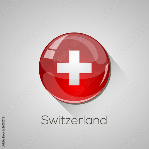 European Flags set (detailed glossy button with long shadow)