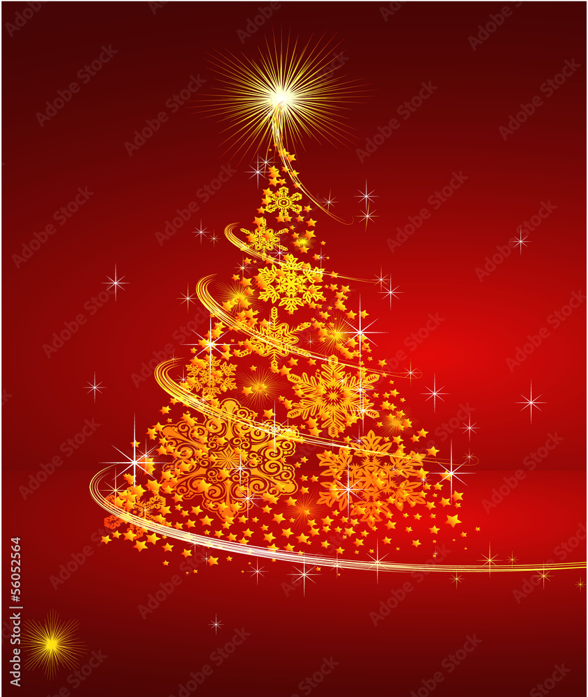 Shining Christmas tree with golden sparkles. Vector. Shining Christmas tree with golden sparkles. Vector.