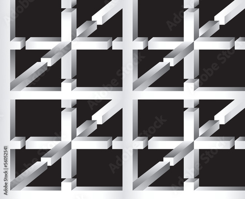 3D Impossible Shape Abstract Vector Seamless Pattern.