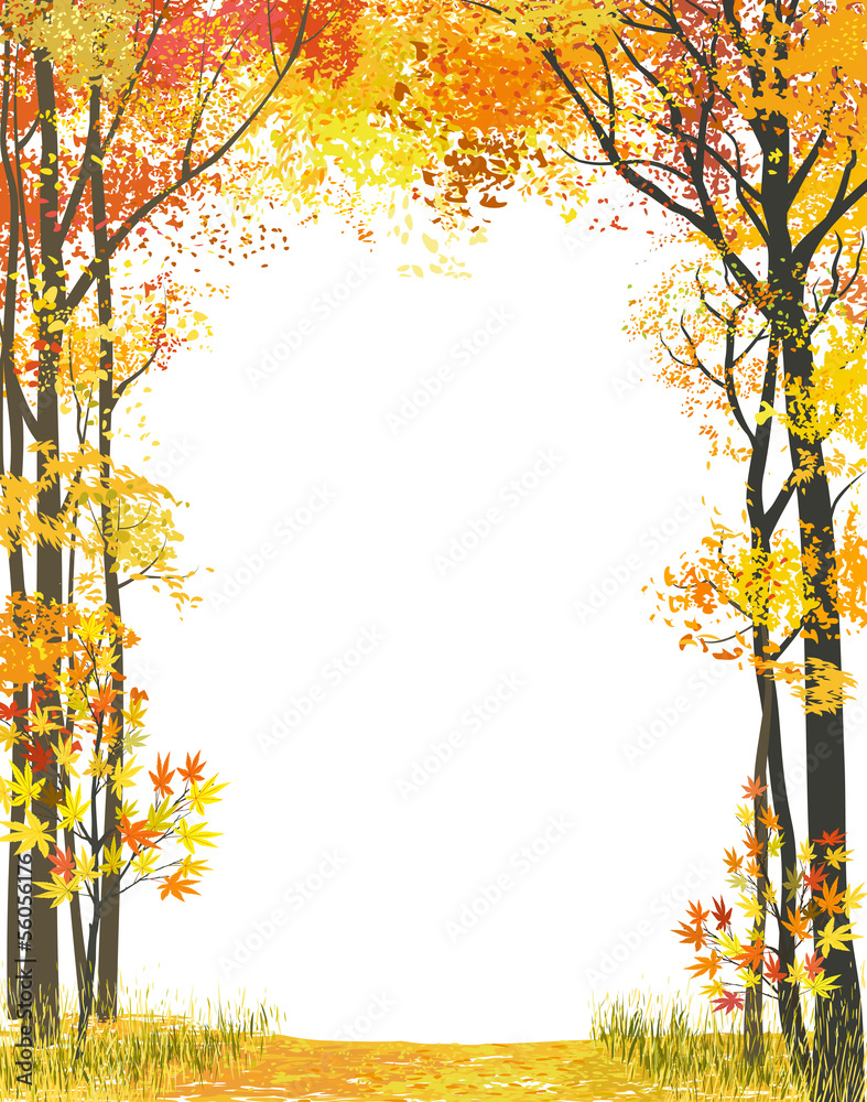 Naklejka premium Frame composition with autumn trees