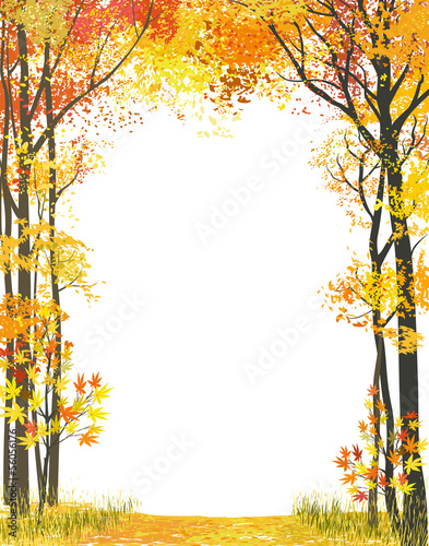 Frame composition with autumn trees