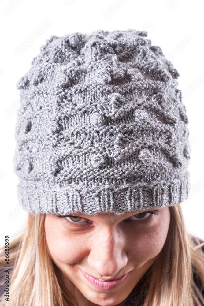 Teen girl with knit hat and cardigan