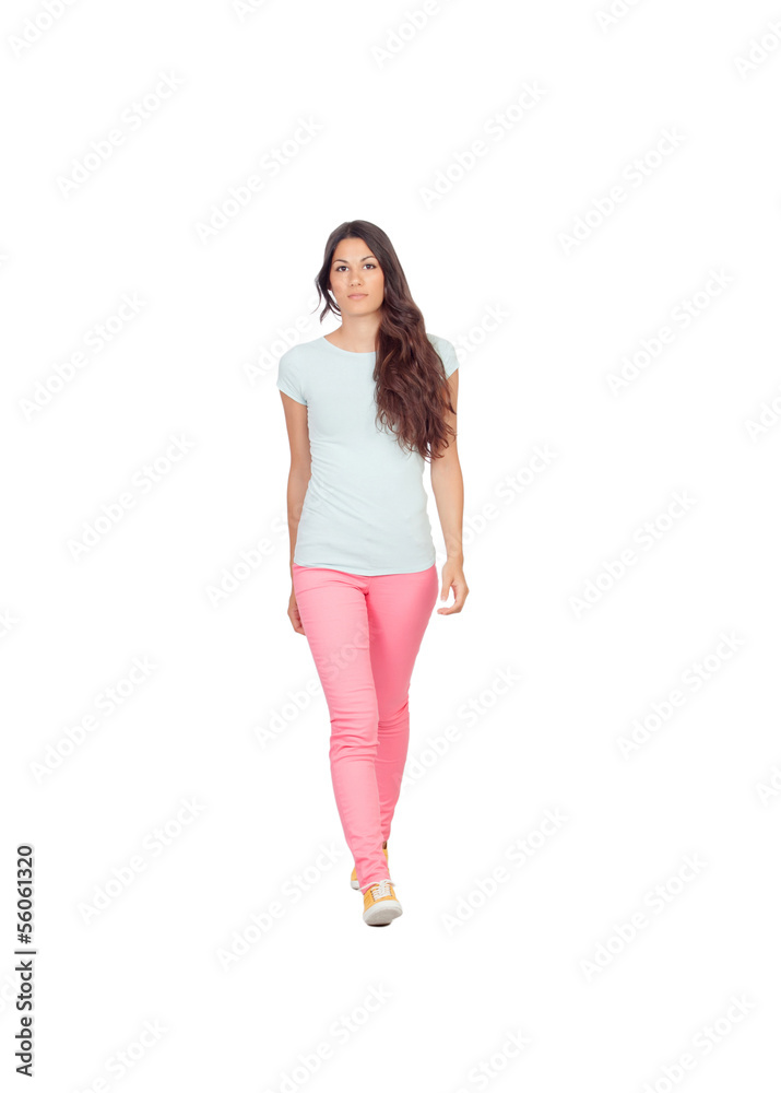 Pretty casual girl walking