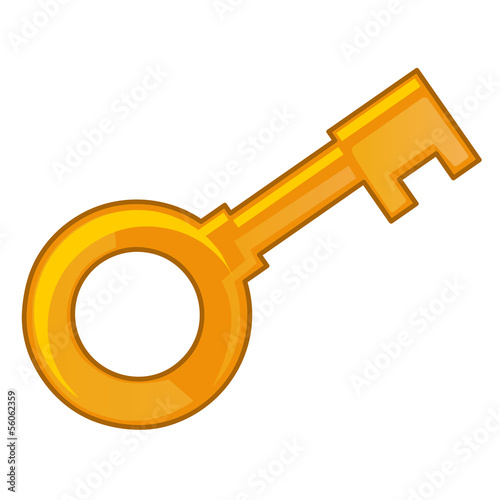 old gold key isolated illustration
