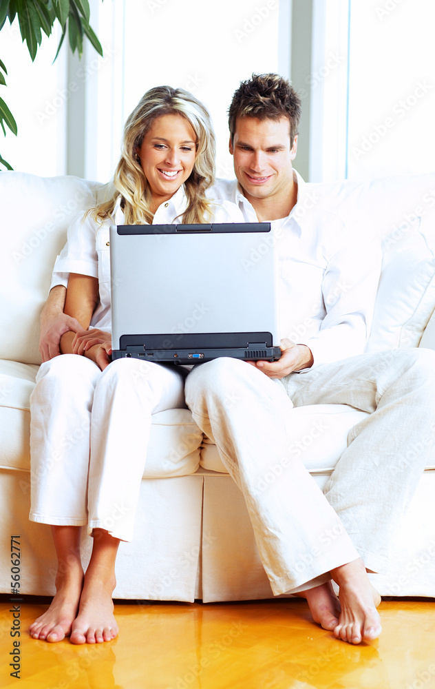 Couple with laptop. Couple with laptop.