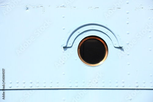 Quadro em tela Ship window steel blue background