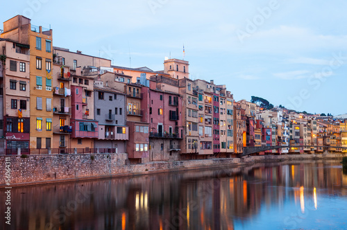 view of  Girona in evening. Catalonia © JackF