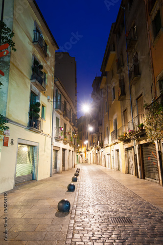 night view of old narrow street of european city