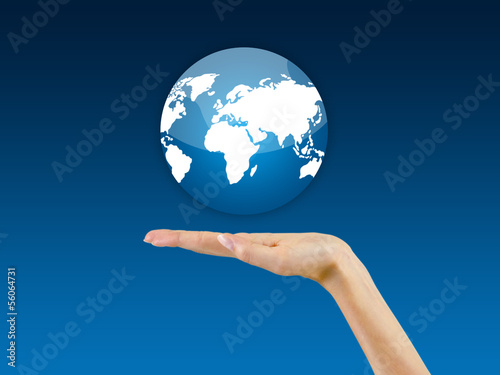 earth globe in the palm of hand background