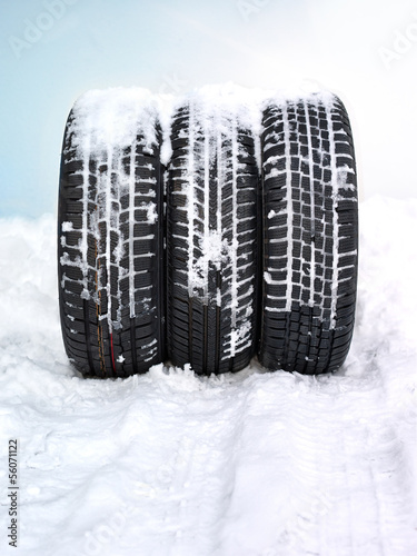 Three winter tyres in the snow © Karin & Uwe Annas