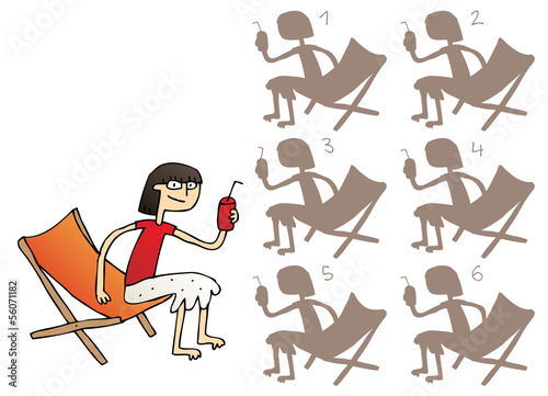 Girl with Drink Mirror Image Visual Game