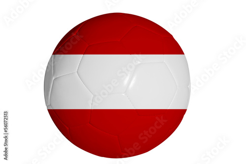 Austria flag graphic on soccer ball isolated on white