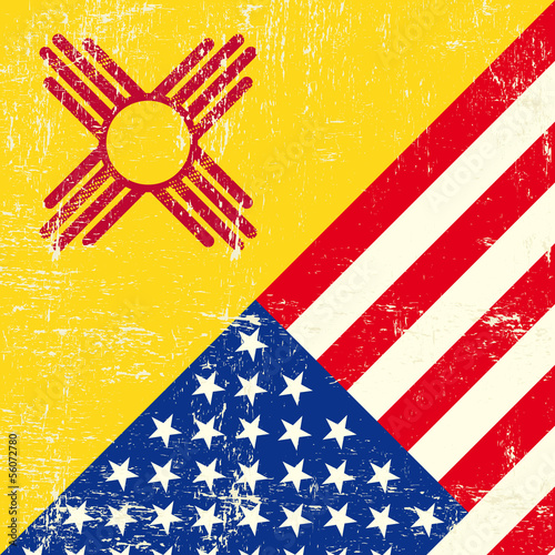 New Mexico and USA grunge Flag
