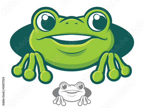 Cute green tree frog cartoon