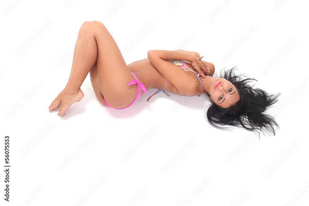 young girl lying in a bikini