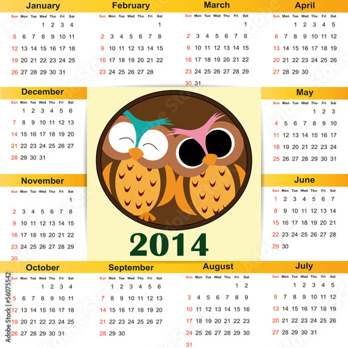Calendar on 2014 year
