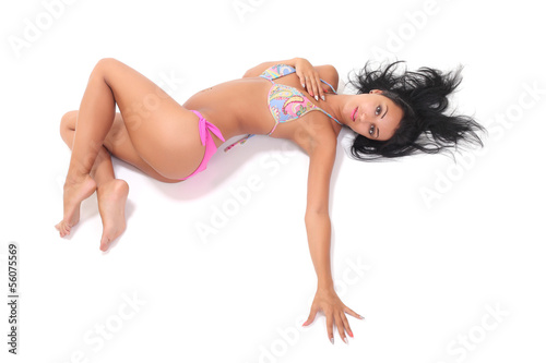 young girl lying in a bikini