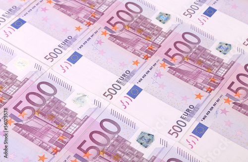 Five hundreds euro banknotes background.