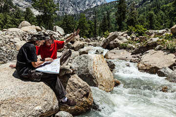 Hikers with map
