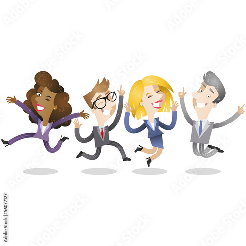 Business people, jumping, team, success, meeting