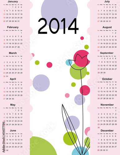 Calendar on 2014 year